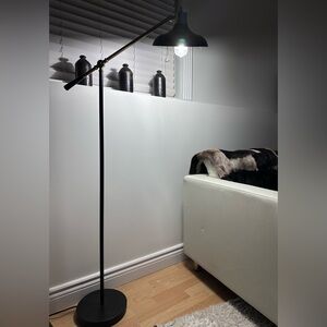 Matte Black  and Antique Brass Finish Adjustable Floor Lamp
